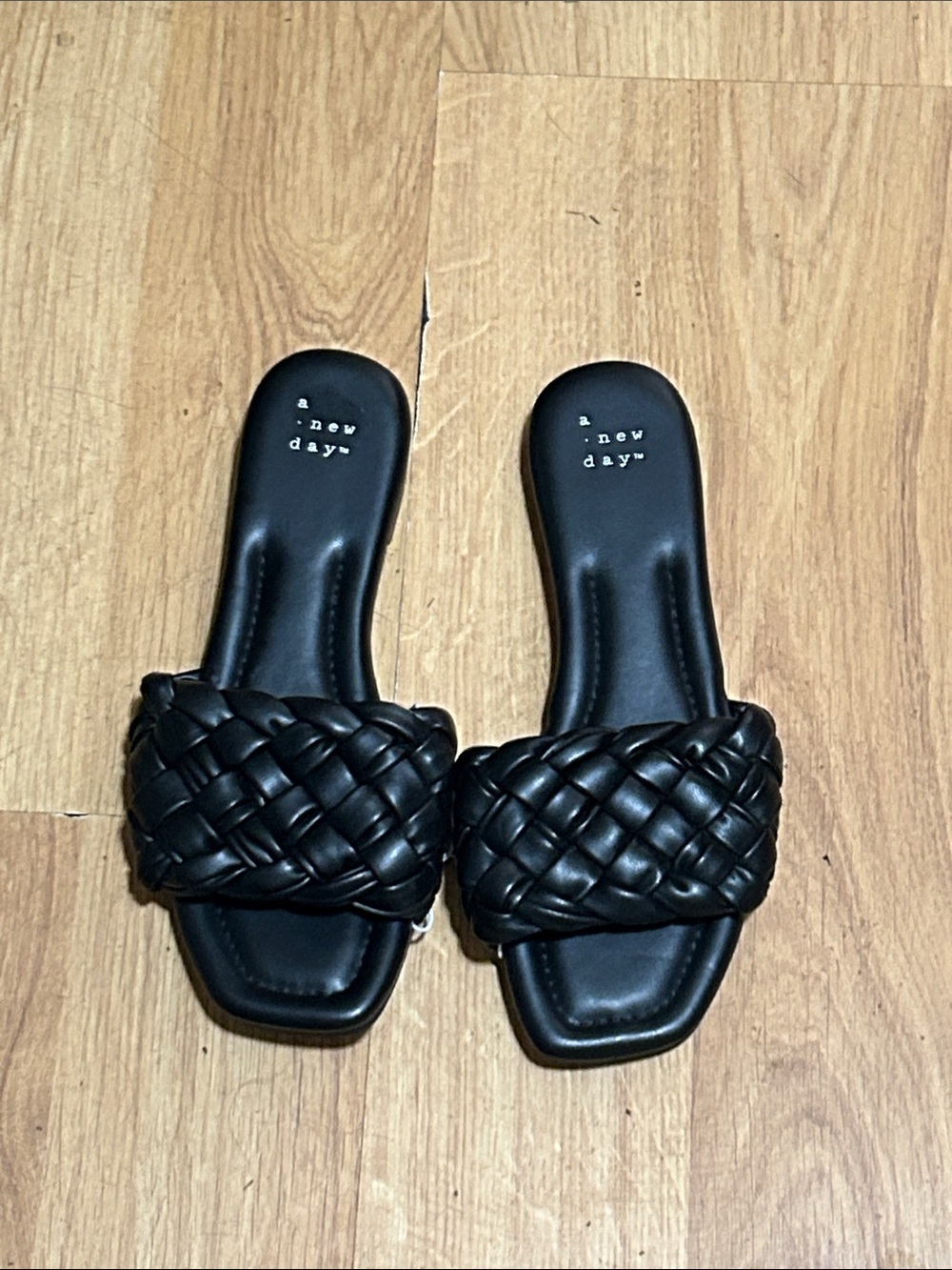 a new day Black Braided Slide Sandals Size 6 NWOT